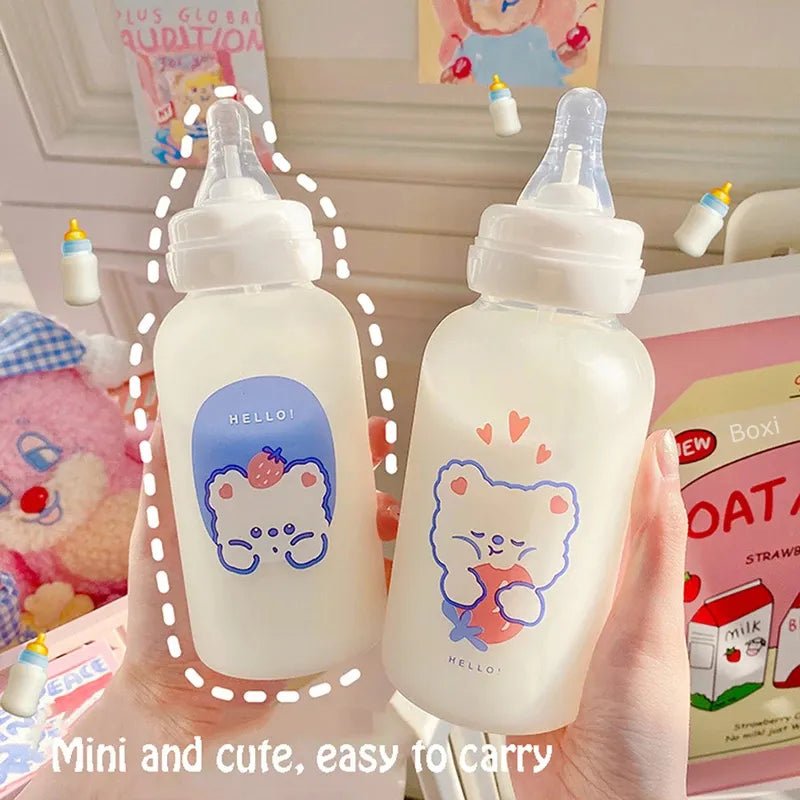 Strawberry Bear Glass Water Bottle - Water Bottles - Scribble Snacks