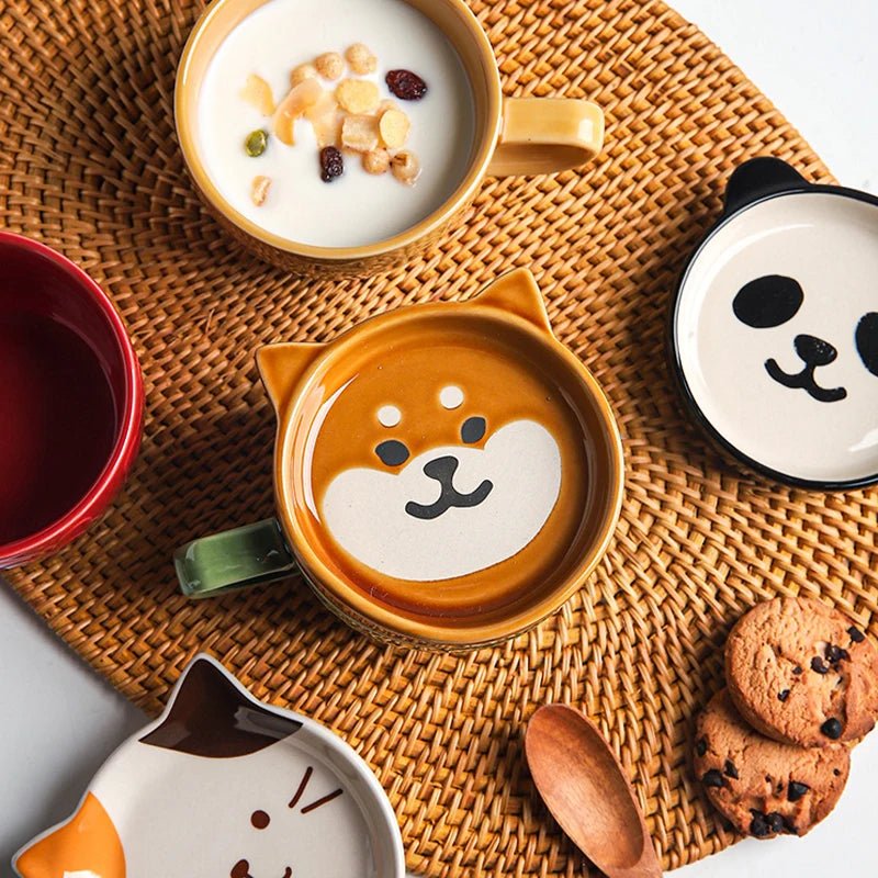Strawberry Breakfast Cat Ceramic Mug - Mugs - Scribble Snacks