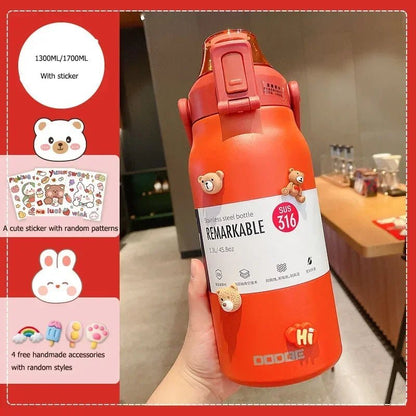 Strawberry Delight Large Thermos Bottle - Water Bottles - Scribble Snacks
