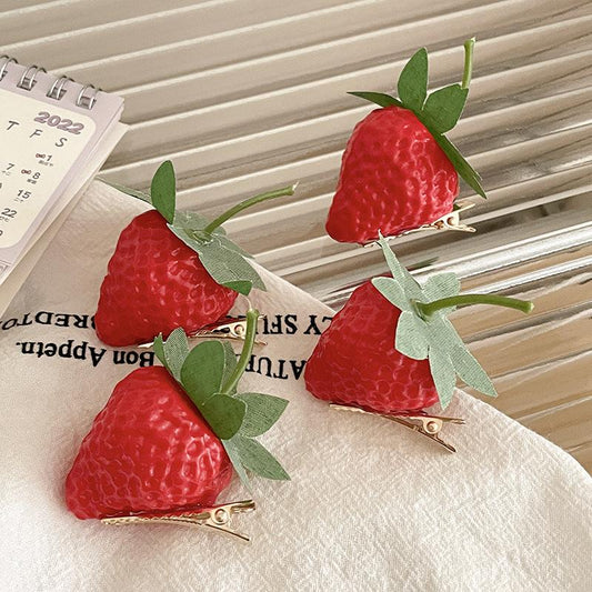 Strawberry Resin Hair Clips - Hair Clip - Scribble Snacks