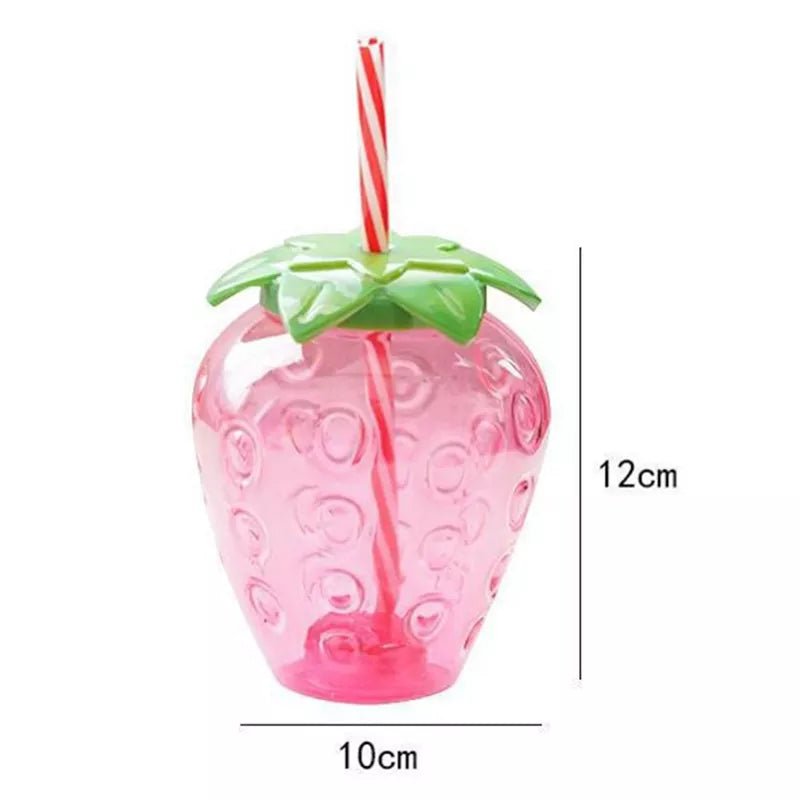 Strawberry Shaped Straw Water Bottle - Water Bottles - Scribble Snacks