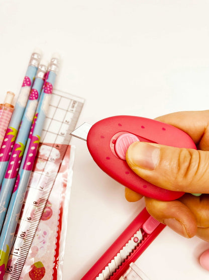 Strawberry Study Set - Pencil Case, Journal, Notebook, Gel Pen, Ruler, Scissors, Eraser - 0 - Scribble Snacks