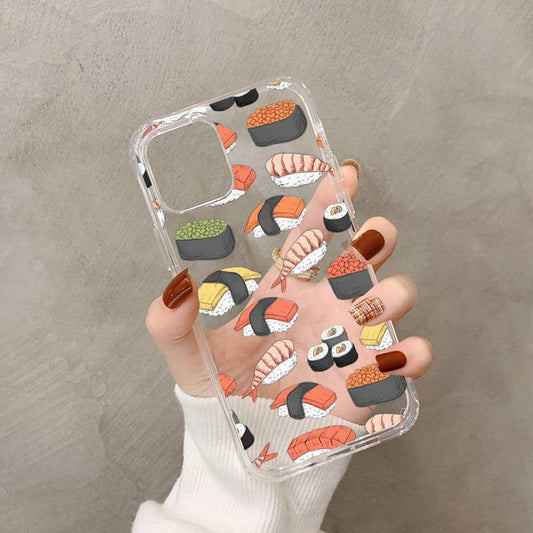 Sushi Soiree clear iPhone case with sushi print