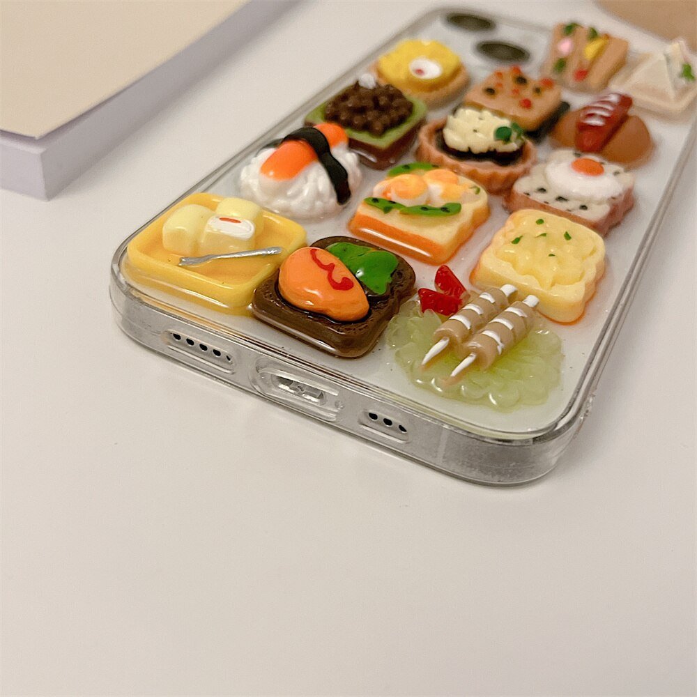 Sushi Symphony - Cute Funny 3D Sushi Pizza Toast Phone Case for iPhone 14/11/12 & More - iPhone Cases - Scribble Snacks