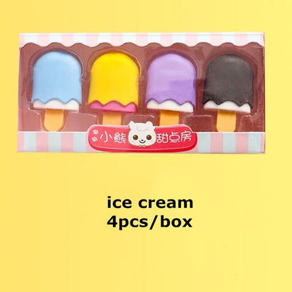 Sweets and Mistakes - Ice Cream, Hamburger, Lollipop Rubber Erasers - Set of 4 - Erasers - Scribble Snacks