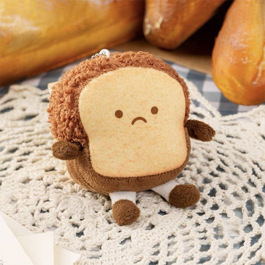 Frowning toast plush keychain