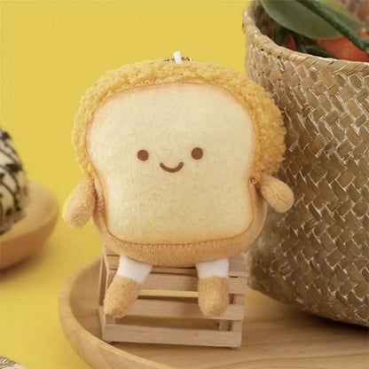 Toast Bread Plush Pendant and Brooch Badge - Keychains - Scribble Snacks
