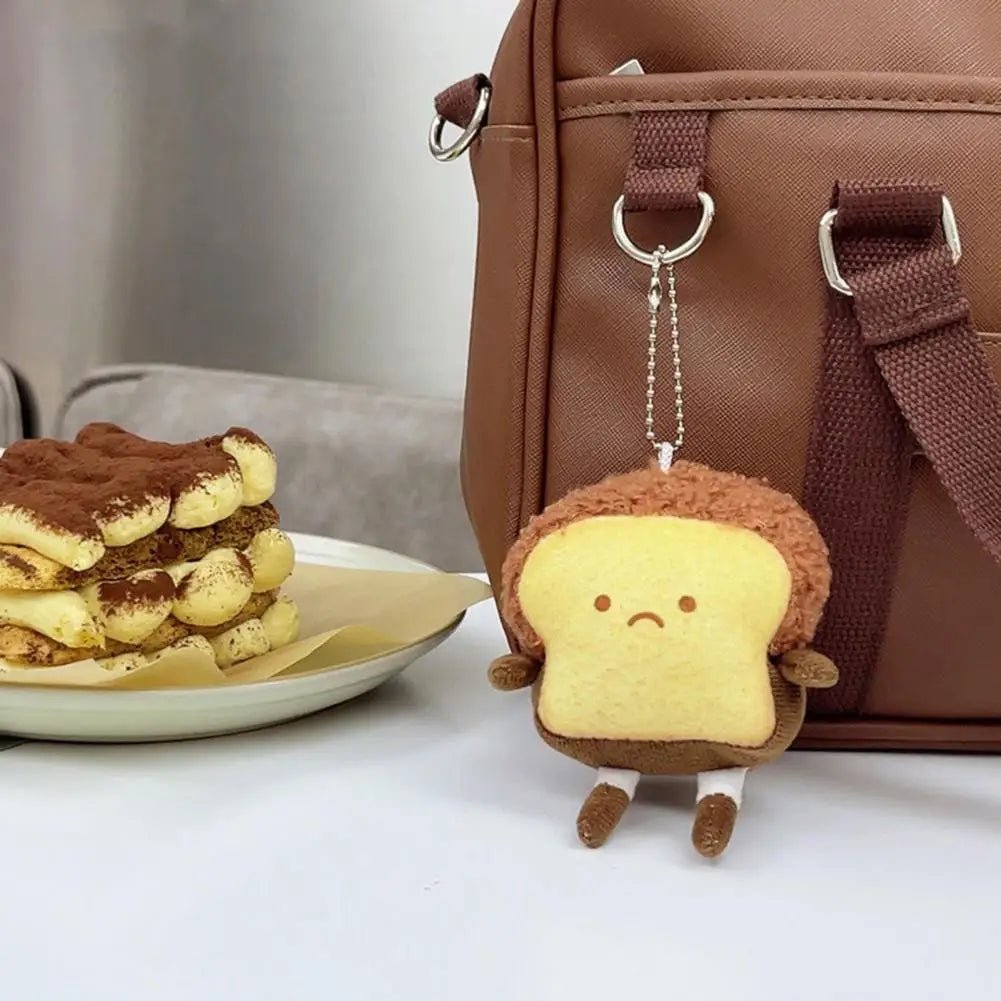 Toast Bread Plush Pendant and Brooch Badge - Keychains - Scribble Snacks