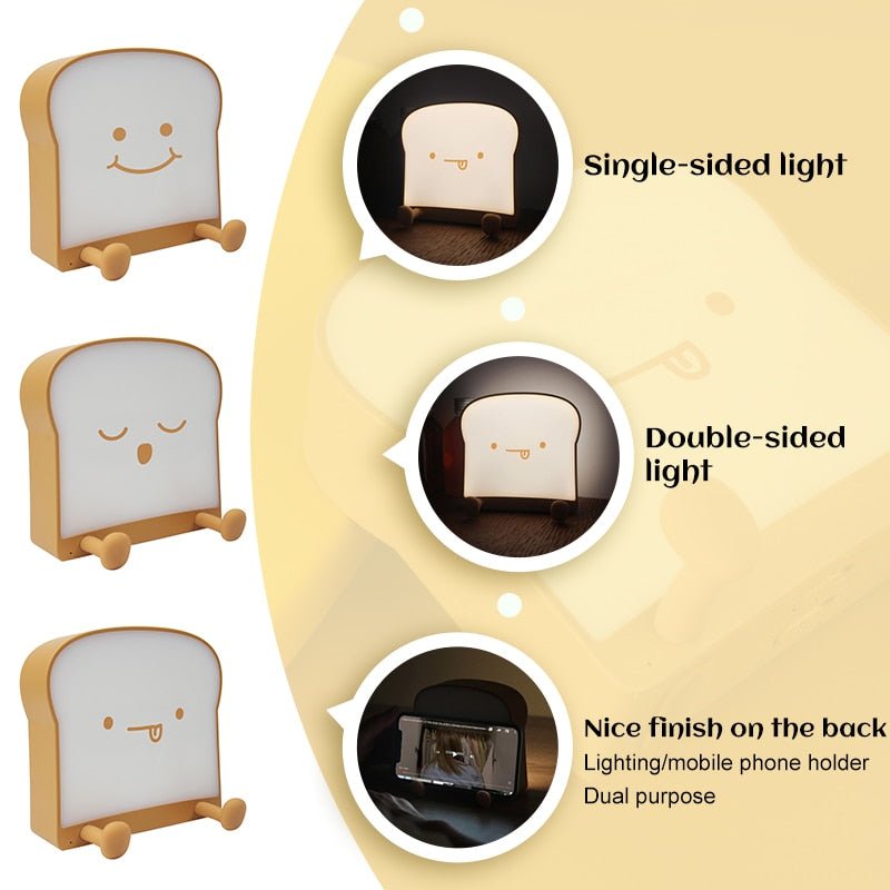 Toast-Shaped Portable LED Night Light - Lamp / Lighting - Scribble Snacks