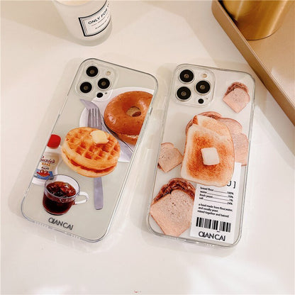 Toasty Love - Korean Toast Bread Waffle Bracket Clear Soft Case for iPhone 14/13/12 & More - iPhone Cases - Scribble Snacks