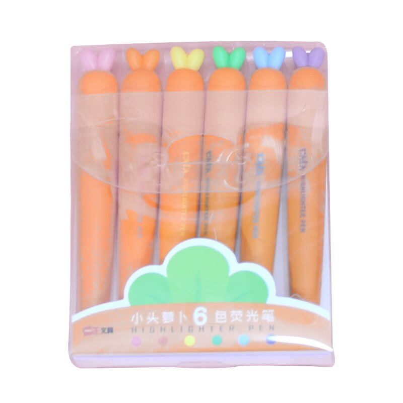 Veggie Markers - Carrot Highlighter Pens - Set of 6 - Highlighters - Scribble Snacks