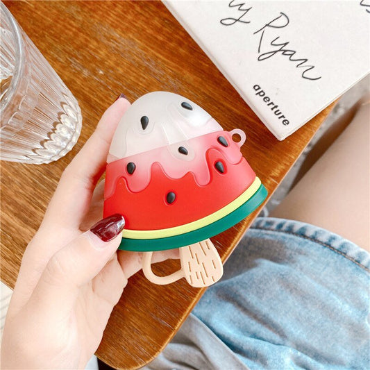 Watermelon ice lolly silicone case for AirPods 1 and 2 in a hand